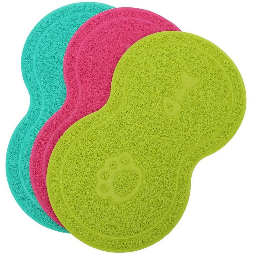 Pet Food PVC Mat Waterproof Non-Slip Pet Feeding Mat Pet Bowl Mat, Pet Feeding Tray for Cats and Dogs (Grey)