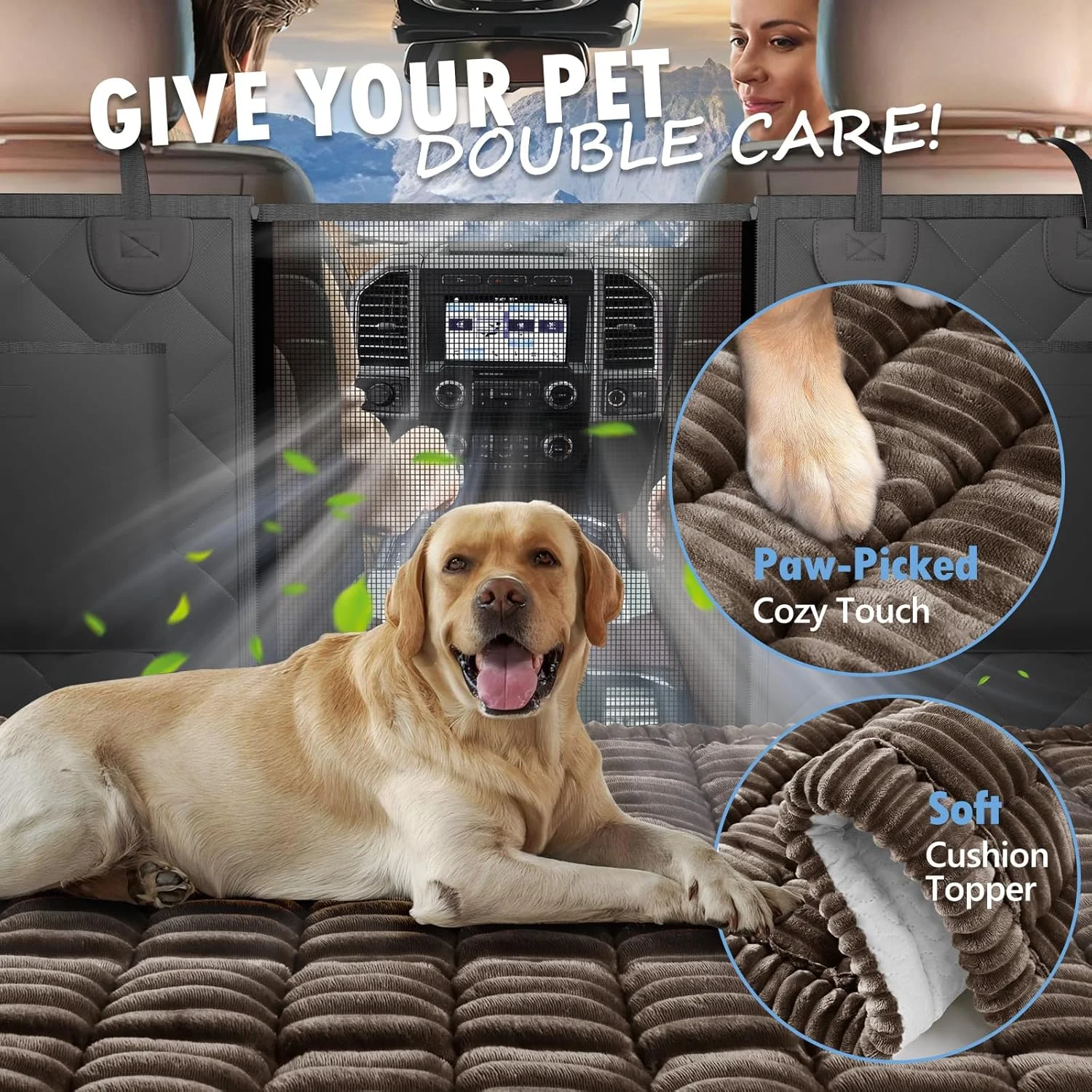 Dog Bed for Truck Back Seat Non-Slip, Truck Dog Bed Soft and Comfortable, Back Seat Pet Bed Mat for Travel, Pet Car Blanket for Backseat Extender and Seat Covers Brown 59”X27.5”