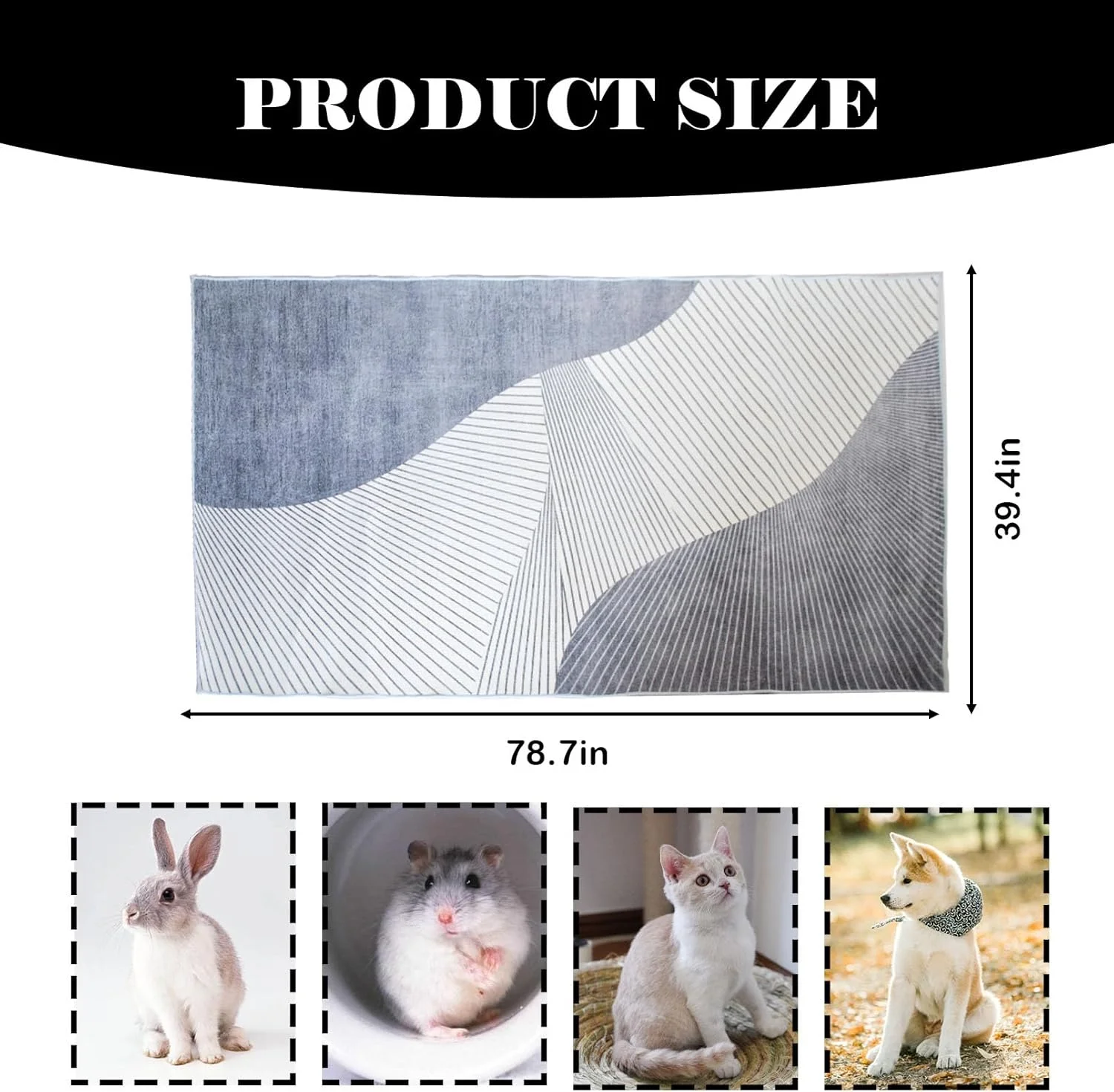 Large Washable Bunny Floor Mat for Small Animals - Non Slip Pet Playpen Mat for Hamster, Rabbit, , Dog
