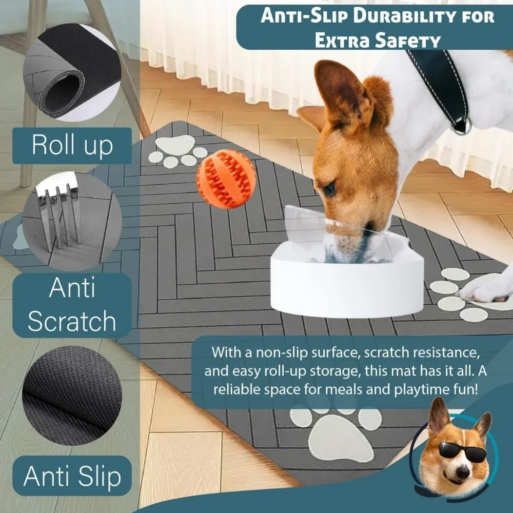 Pet Feeding Mat-Absorbent Pet Placemat for Food and Water Bowl  with Waterproof Rubber Backing  Quick Dry Water Dispenser Mat for Dog and Cat (12