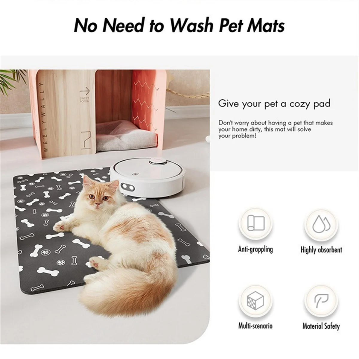 Pet Feeding Mat-Absorbent Dog Feeding Mat-Dog Mat for Food and Water-No Stains Quick Dry Dog Water Dispenser Mat 30x40cm,A