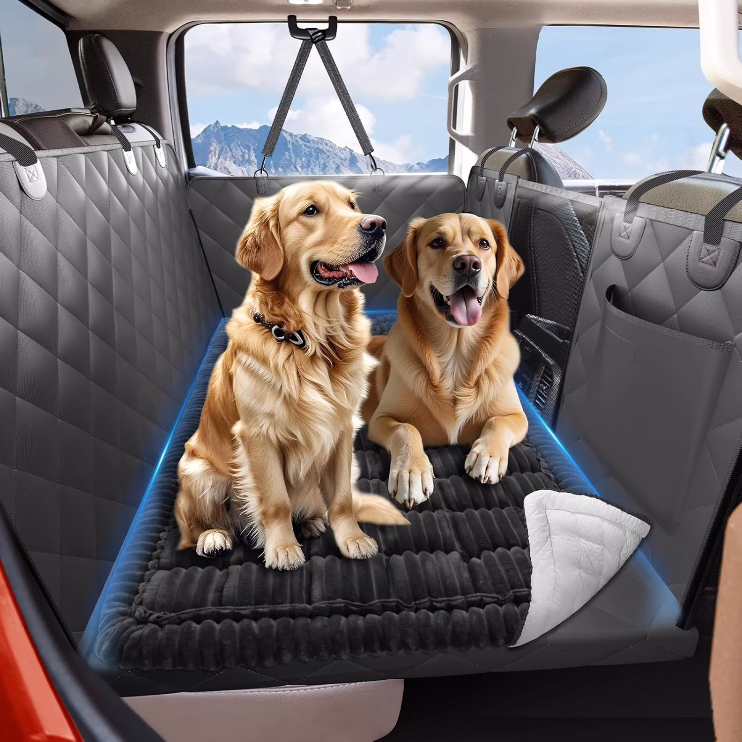 Dog Bed for Truck Back Seat Non-Slip, Truck Dog Bed Soft and Comfortable, Back Seat Pet Bed Mat for Travel, Pet Car Blanket for Backseat Extender and Seat Covers Black 59”X27.5”