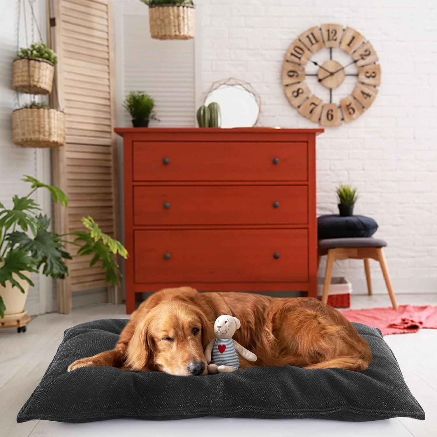 Chew Proof Indestructible Dog Beds for Aggressive Chewers,Durable Dog Crate Pad,Washable Tough Pet Mats for Kennel,Black,XL 28x41 in