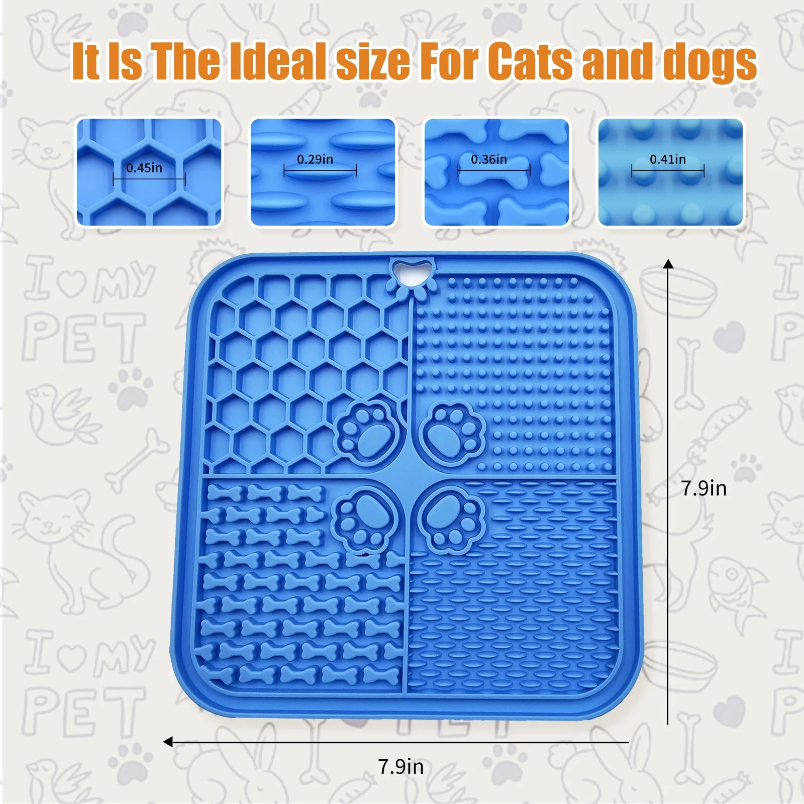 Dog Lick Mat with Suction Cups, Slow Feeder for Anxiety Relief & Puppy Enrichment Toys for Cats Blue
