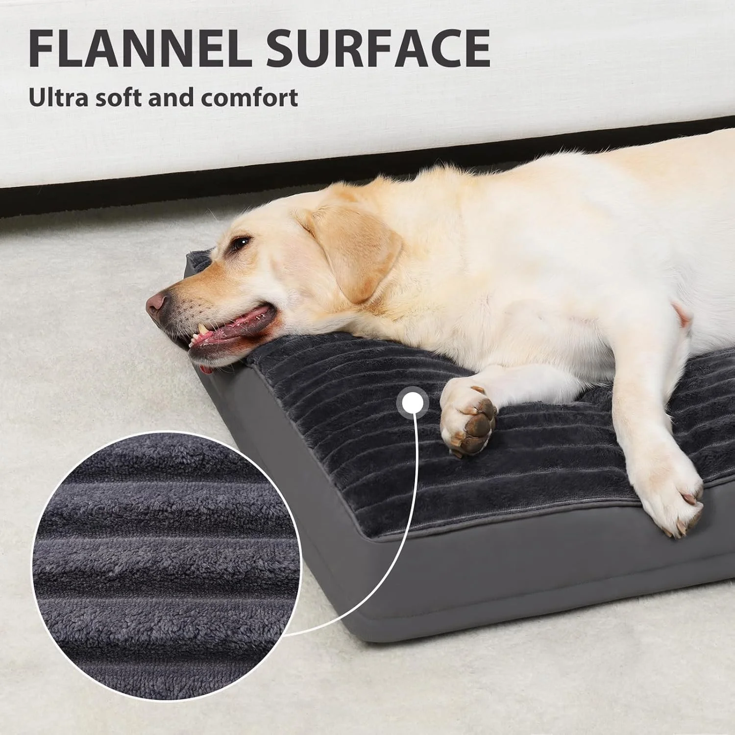 Extra Large Dog Bed Washable with Removable Cover Waterproof, Dog Crate Bed for XL XLarge Dogs, Fluffy Flannel Pet beds Anti-Slip Kennel Pad 42 inch 41 * 27 inch