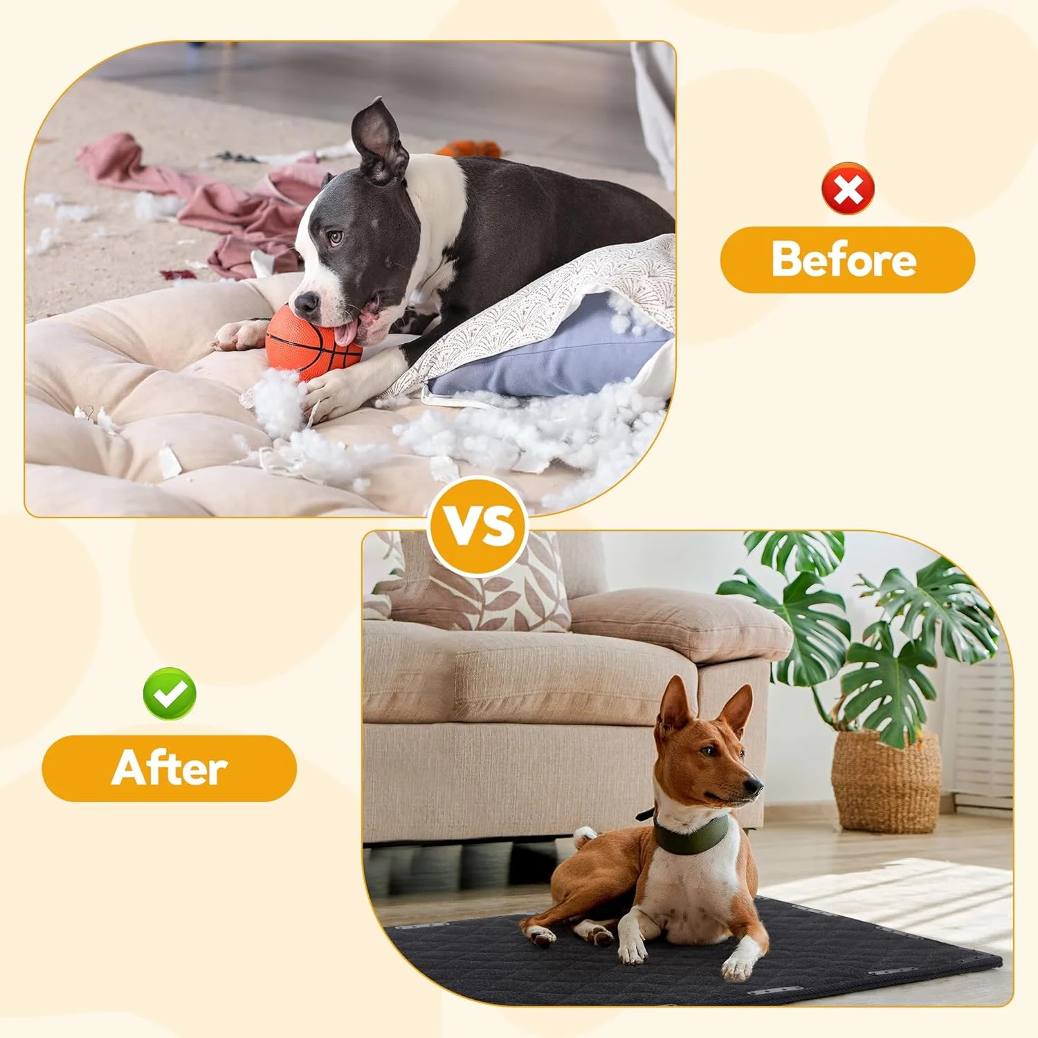 Chew Proof Dog Bed Mat with 14 Metal Rivets - Indestructible Kennel Pad for Teething Puppies & Aggressive Chewers, Durable Waterproof Crate Mat for Medium Dogs, 35" x 22" (Indoor/Outdoor Use)