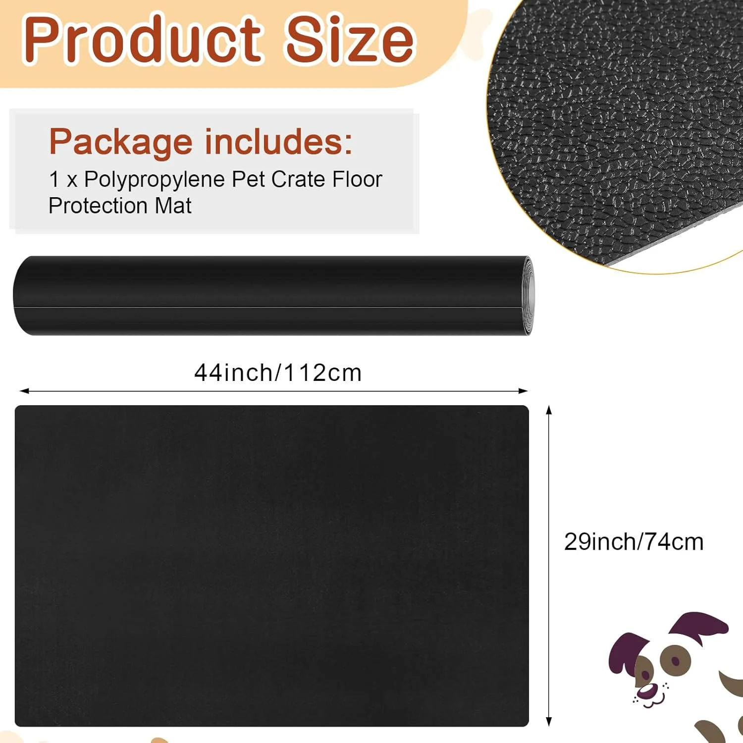 PVC Pet Crate Floor Protection Mat 29" X 44" XXL Washable Floor Covering Reusable Waterproof Non Slip Rug Whelping Pad for Pet