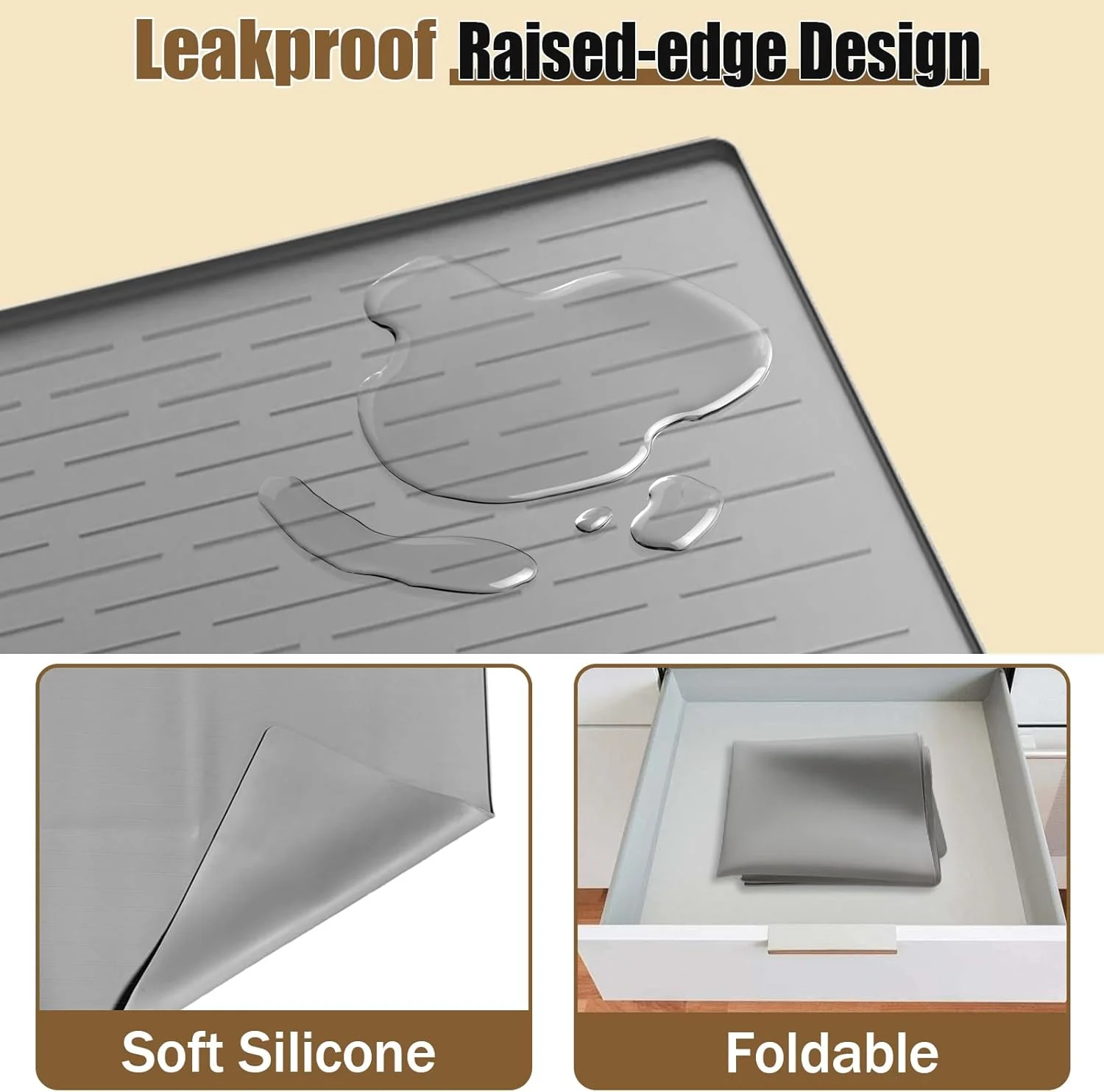 48"x32"(120cmx80cm) Largest Dog Feeding Mat,  Waterproof Pet Feeding Mat for Floors, Silicone Dog Bowl Mat Tray for Food and Water, Black