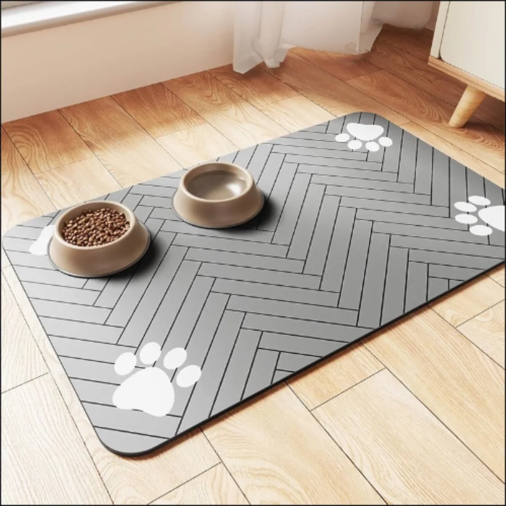 Pet Feeding Mat-Absorbent Pet Placemat for Food and Water Bowl  with Waterproof Rubber Backing  Quick Dry Water Dispenser Mat for Dog and Cat (12