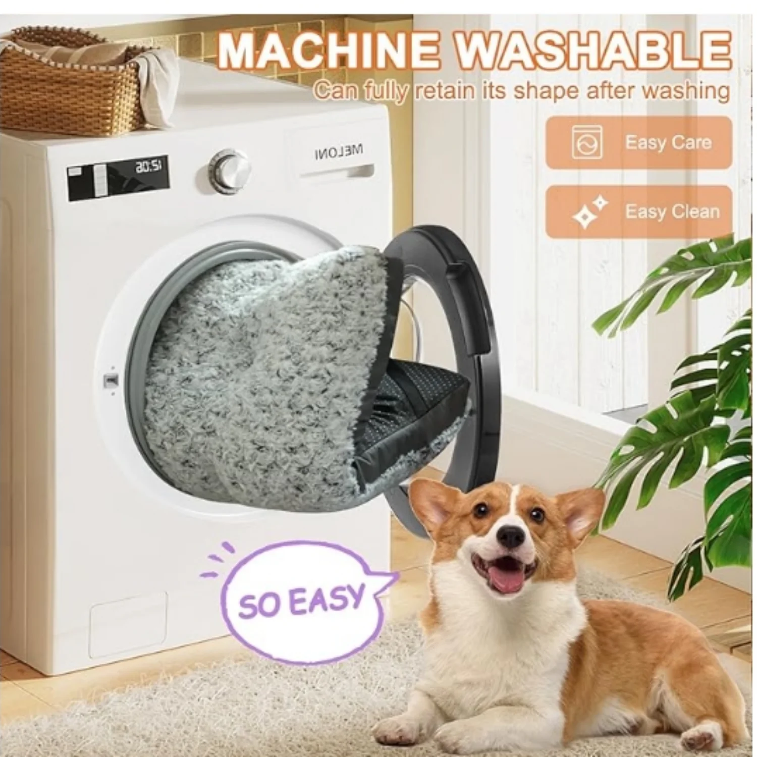 Deluxe Washable XL Dog Bed Dog Crate Mat 42 inch Comfy Fluffy Kennel Pad Anti-Slip for Dogs Up to 90 lbs, 42" x 28", Grey