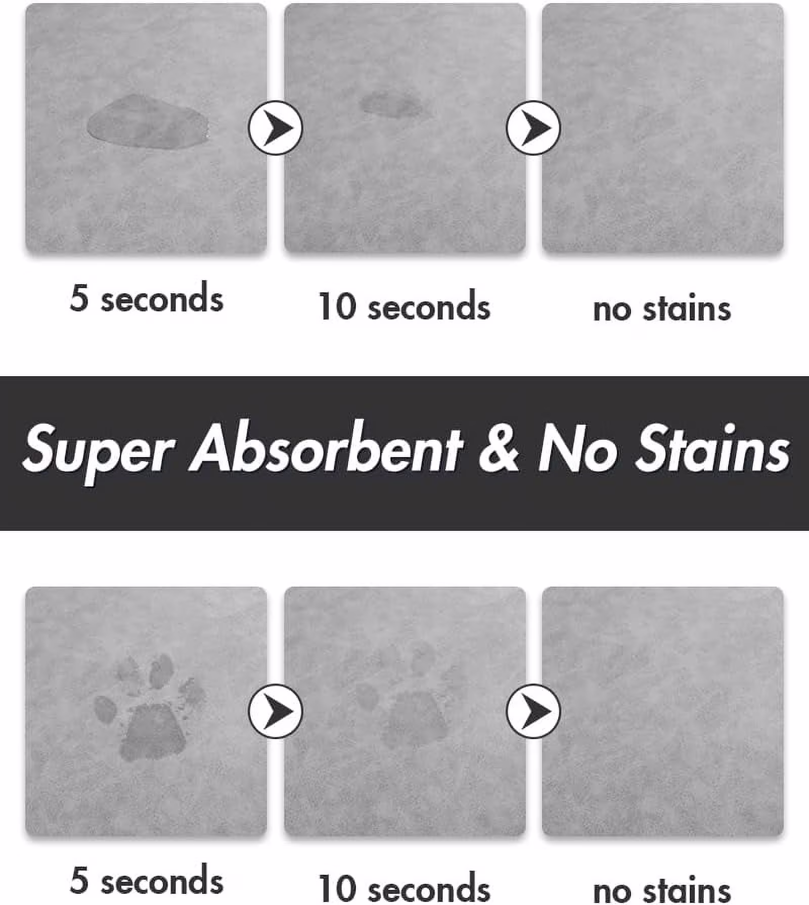 Absorbent Pet Feeding Mat - No Stains, Quick Dry, Anti-Slip for Cat & Dog Food & Water Bowls