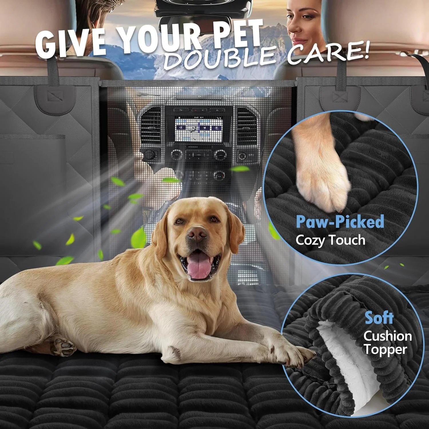 Dog Bed for Truck Back Seat Non-Slip, Truck Dog Bed Soft and Comfortable, Back Seat Pet Bed Mat for Travel, Pet Car Blanket for Backseat Extender and Seat Covers Black 59”X27.5”