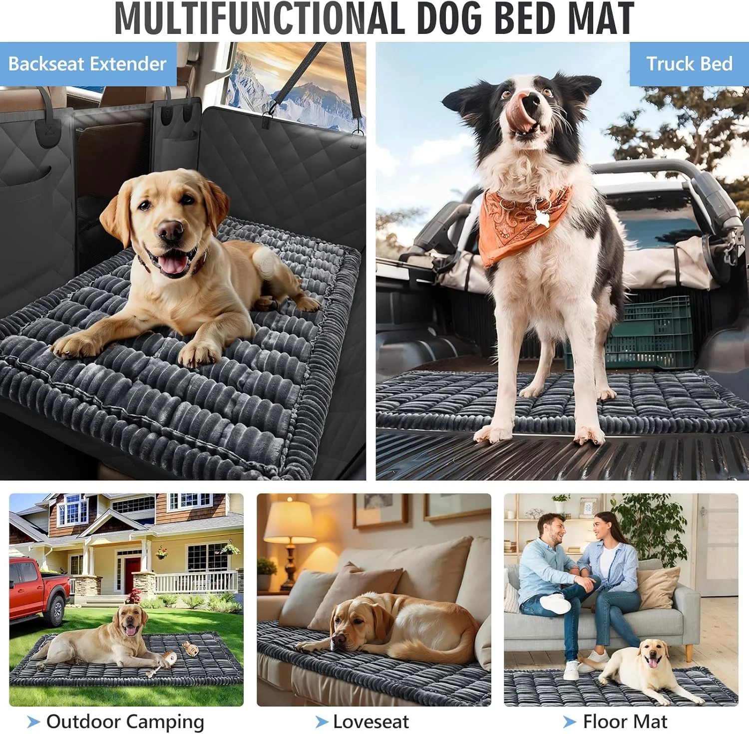 Dog Bed for Truck Back Seat Non-Slip, Truck Dog Bed Soft and Comfortable, Back Seat Pet Bed Mat for Travel, Pet Car Blanket for Backseat Extender and Seat Covers Grey 59”X27.5”