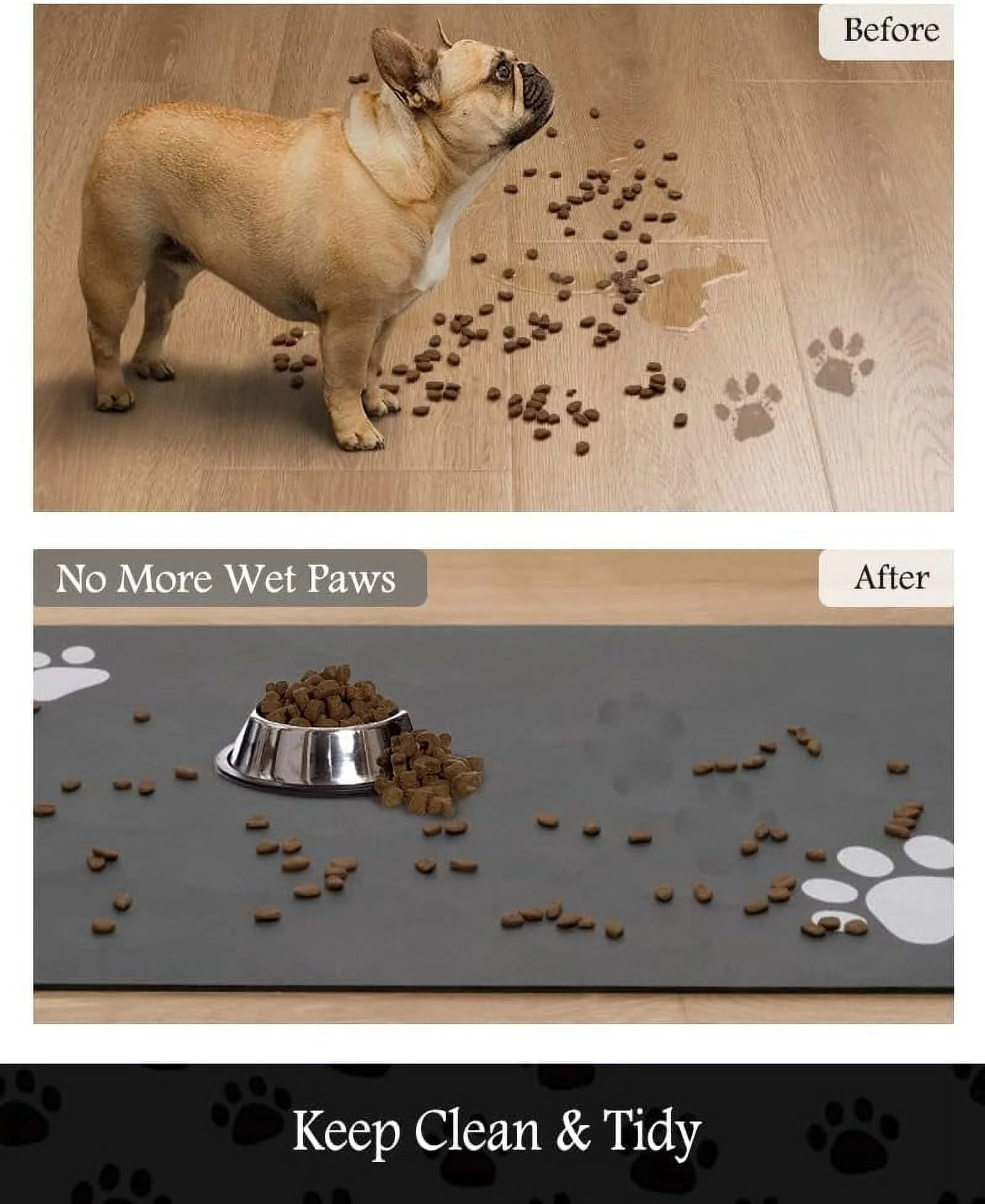 Pet Feeding Mat - Absorbent Dog Mat for Food and Water Bowl