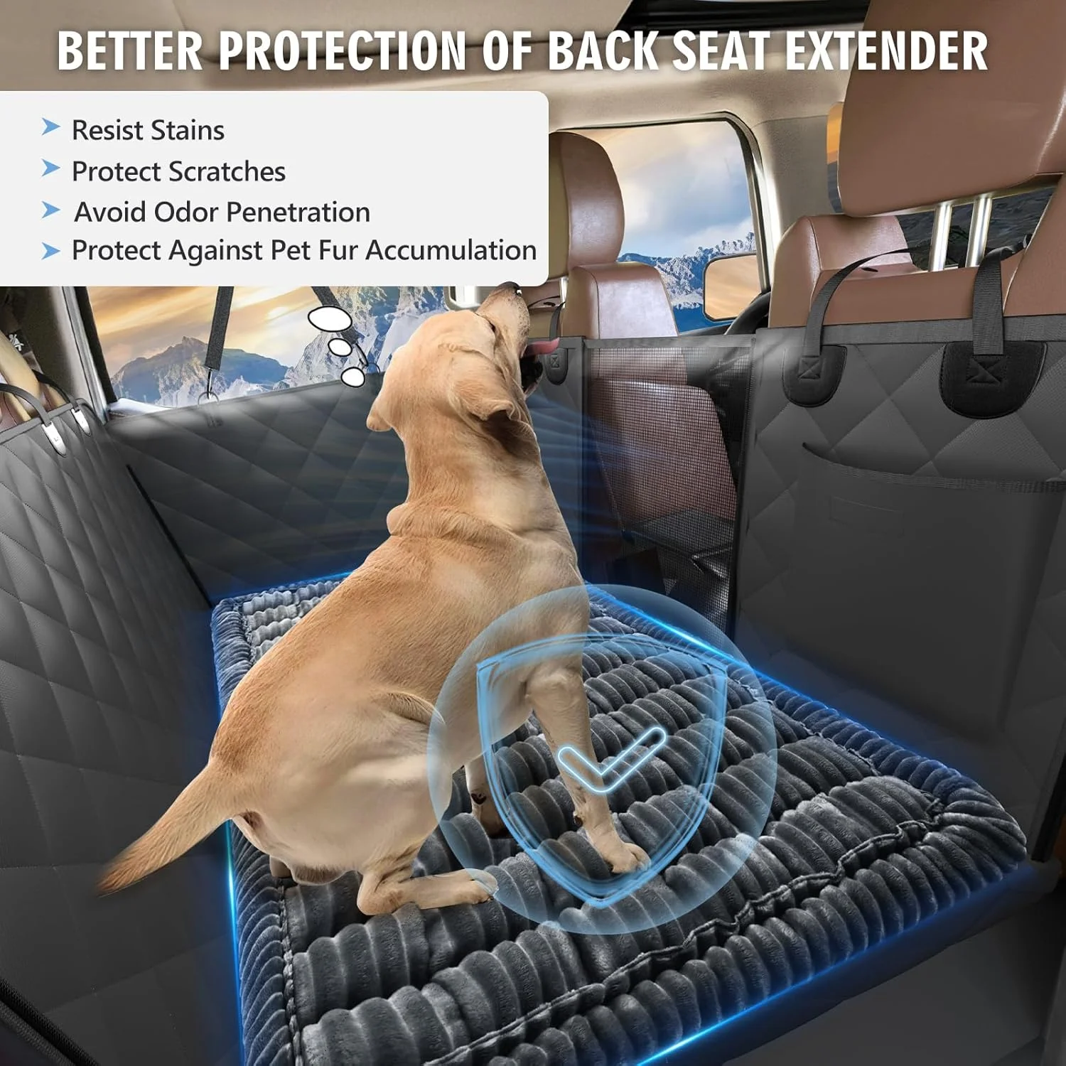 Dog Bed for Truck Back Seat Non-Slip, Truck Dog Bed Soft and Comfortable, Back Seat Pet Bed Mat for Travel, Pet Car Blanket for Backseat Extender and Seat Covers Grey 59”X27.5”