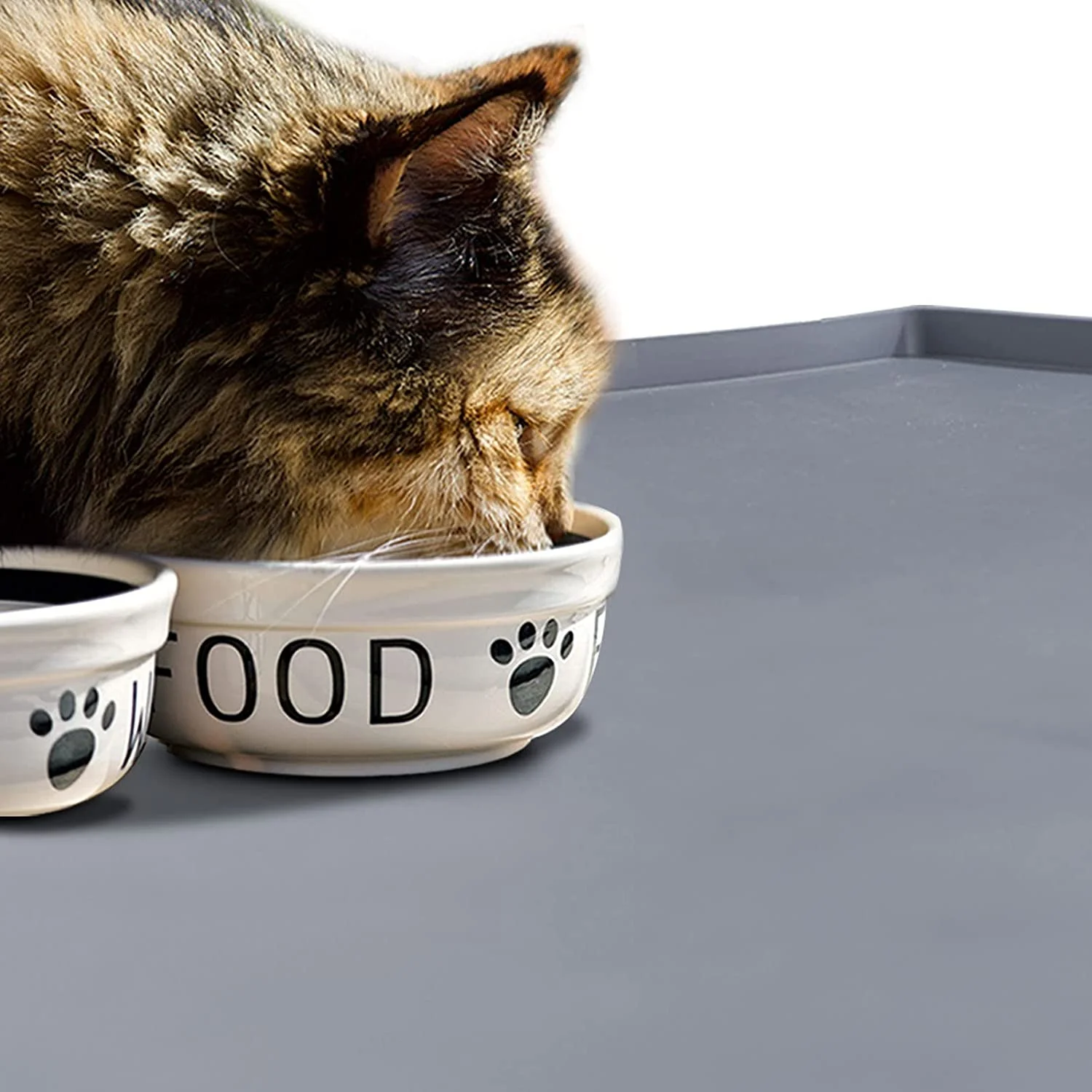 Waterproof Pet Feeding Mat with Raised Edge, Non-Slip Silicone Bowl Mat for Small & Medium Pets