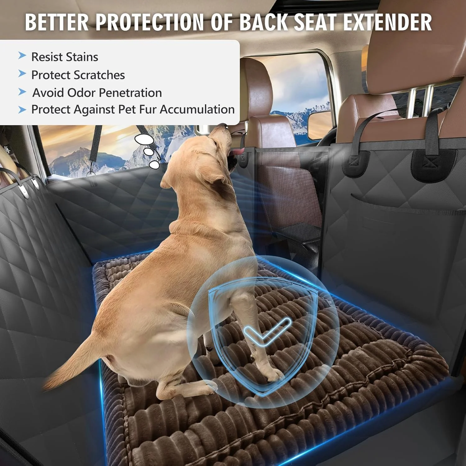 Dog Bed for Truck Back Seat Non-Slip, Truck Dog Bed Soft and Comfortable, Back Seat Pet Bed Mat for Travel, Pet Car Blanket for Backseat Extender and Seat Covers Brown 59”X27.5”