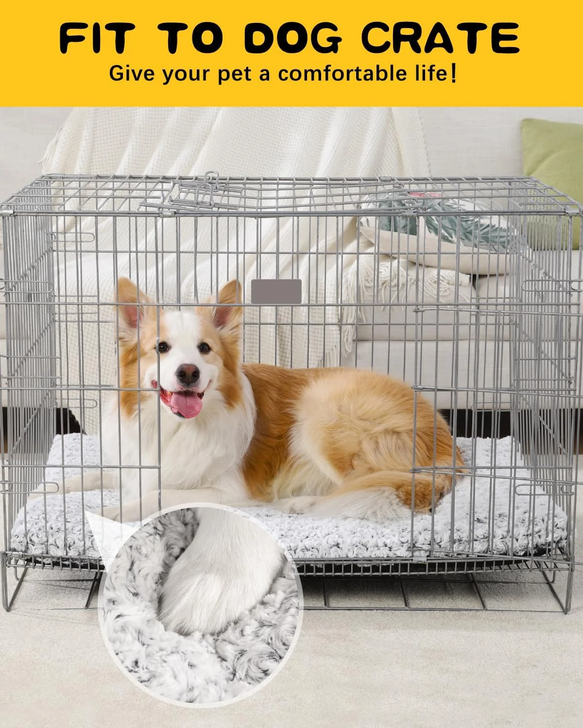 Washable Dog Bed Crate Pad for Medium Small Size Dog Soft Kennel Pad Crate Mat for Dog Cage Anti-Slip Comfy Puppy Bed for Pet,29" x 18",Gray