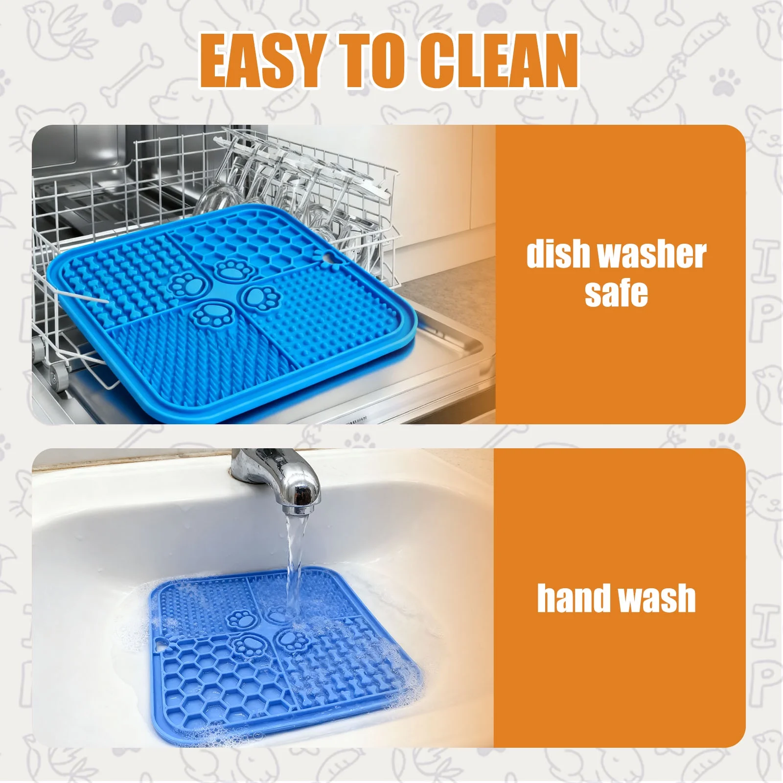 Dog Lick Mat with Suction Cups, Slow Feeder for Anxiety Relief & Puppy Enrichment Toys for Cats Blue