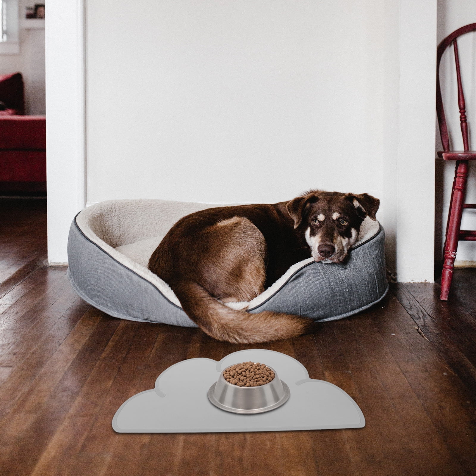 unbranded 2pcs Wear-Resistant Pet Feeding Mat Cat Bowl Floor Pad Dog Silicone Food Cushion