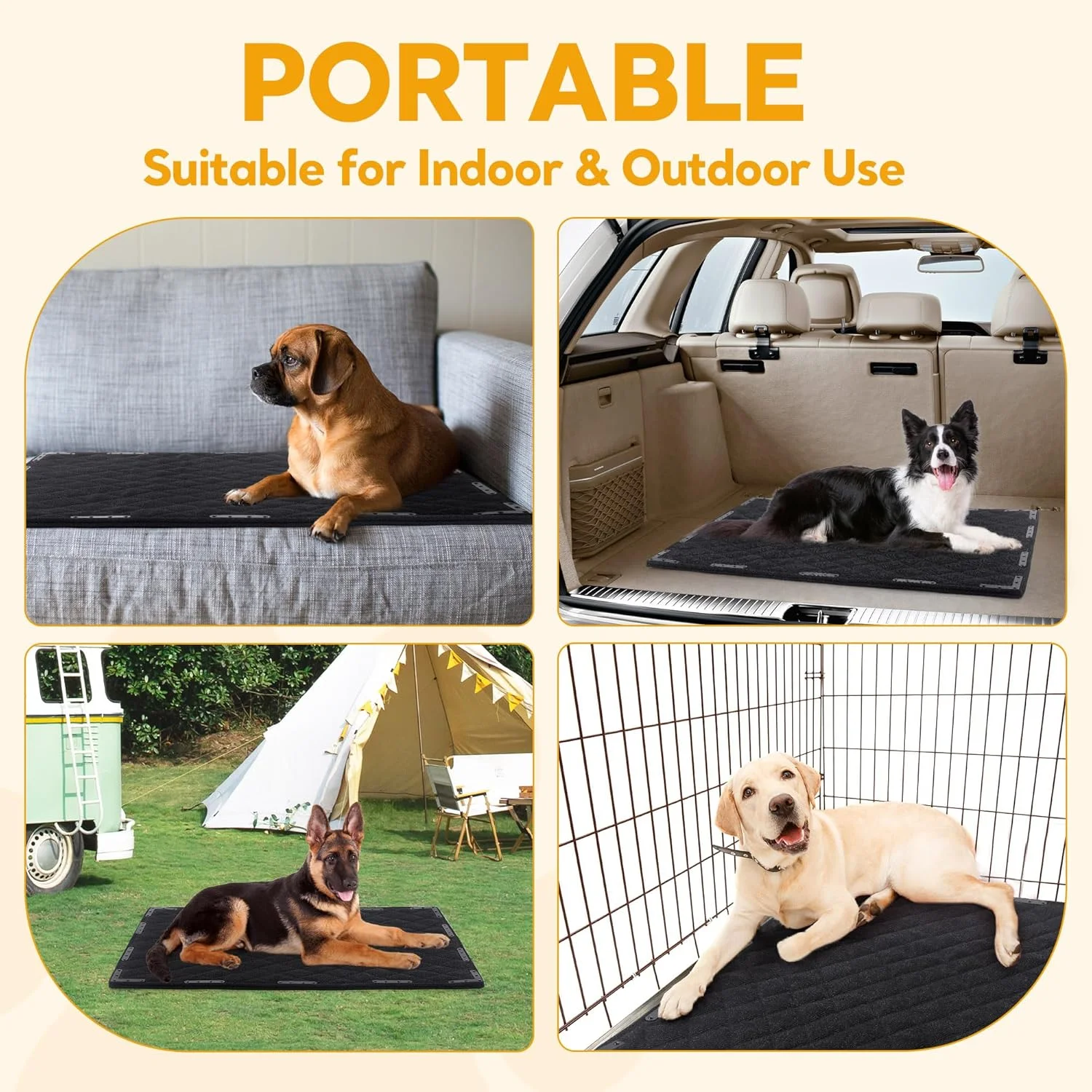 Chew Proof Dog Bed Mat with 14 Metal Rivets - Indestructible Kennel Pad for Teething Puppies & Aggressive Chewers, Durable Waterproof Crate Mat for Medium Dogs, 35" x 22" (Indoor/Outdoor Use)