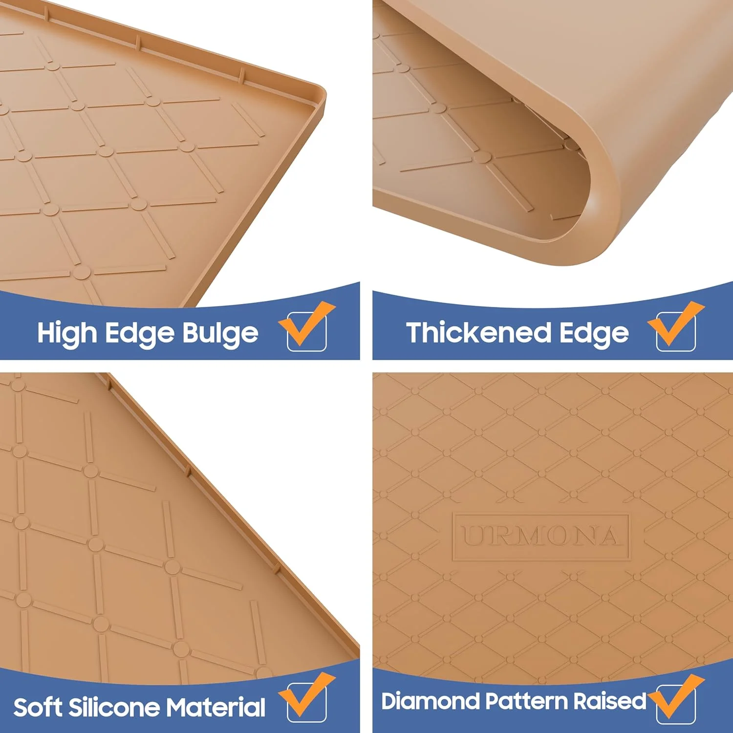 Large Dog Feeding Mat, 40" x 22" Waterproof Pet Mat with Raised Edges, Easy to Clean Silicone Mat for Dogs and Cats