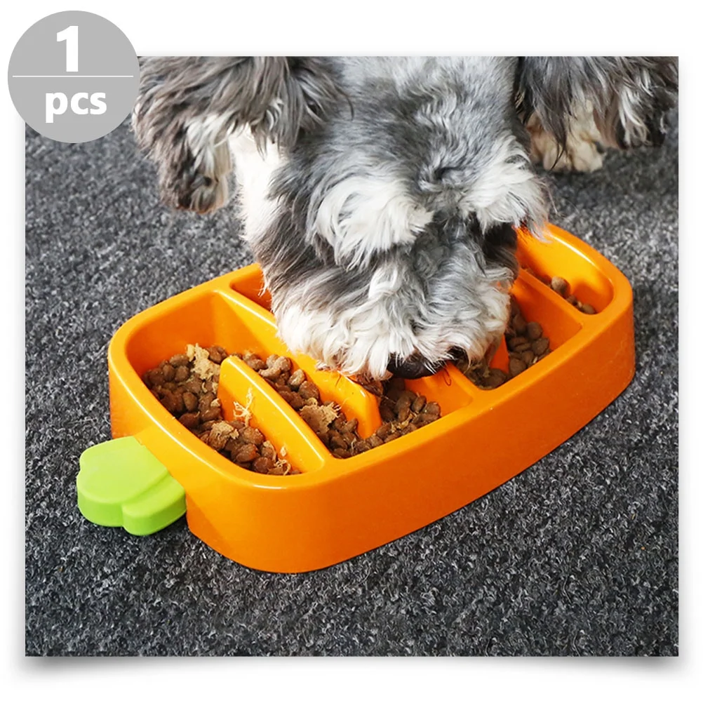 Slow Feeder Dog Bowl Insert for Puppies and Small Dogs, Orange Carrot Design, Pet Feeding Mat