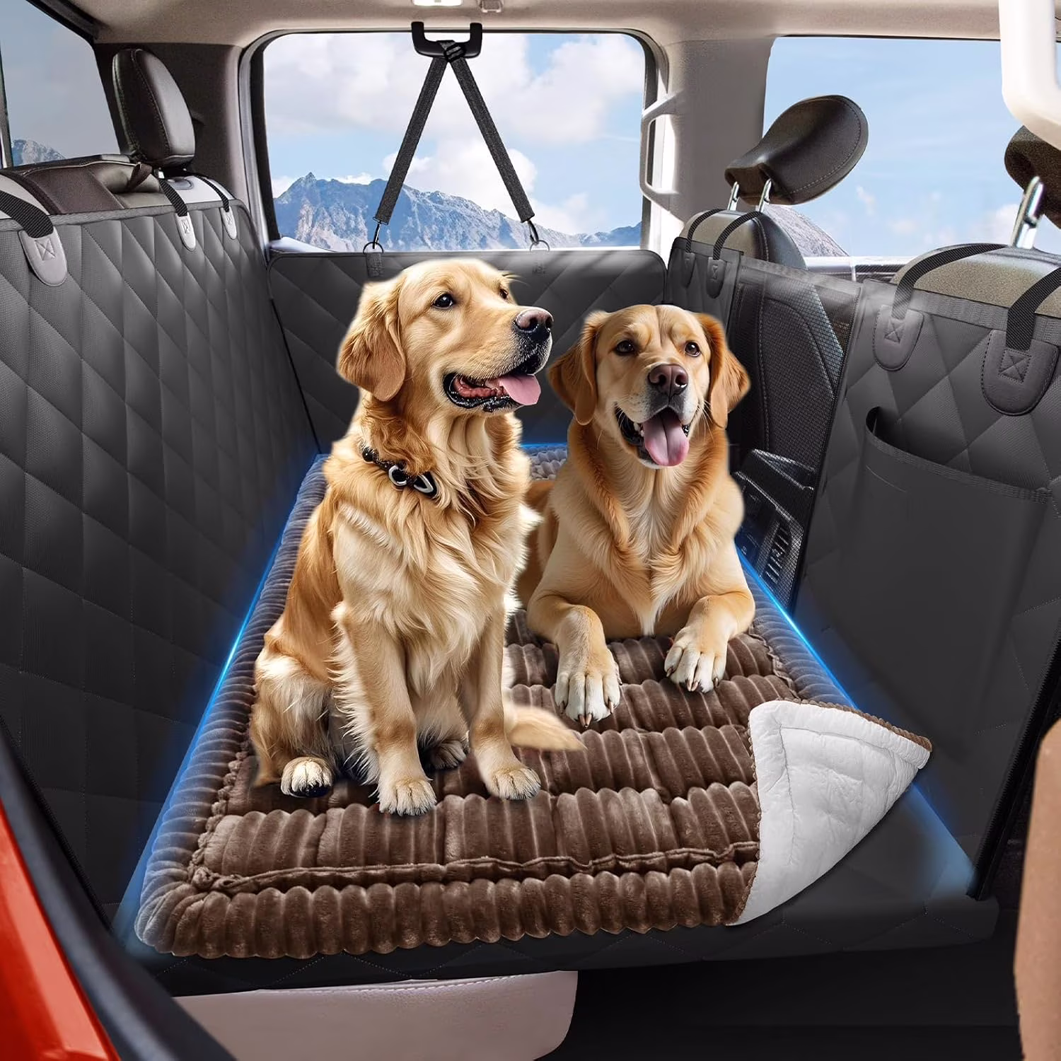 Dog Bed for Truck Back Seat Non-Slip, Truck Dog Bed Soft and Comfortable, Back Seat Pet Bed Mat for Travel, Pet Car Blanket for Backseat Extender and Seat Covers Brown 59”X27.5”