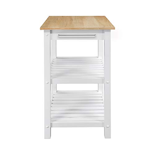 American Trails Sunrise American Kitchen Island, Natural Maple Top, White Base (New)