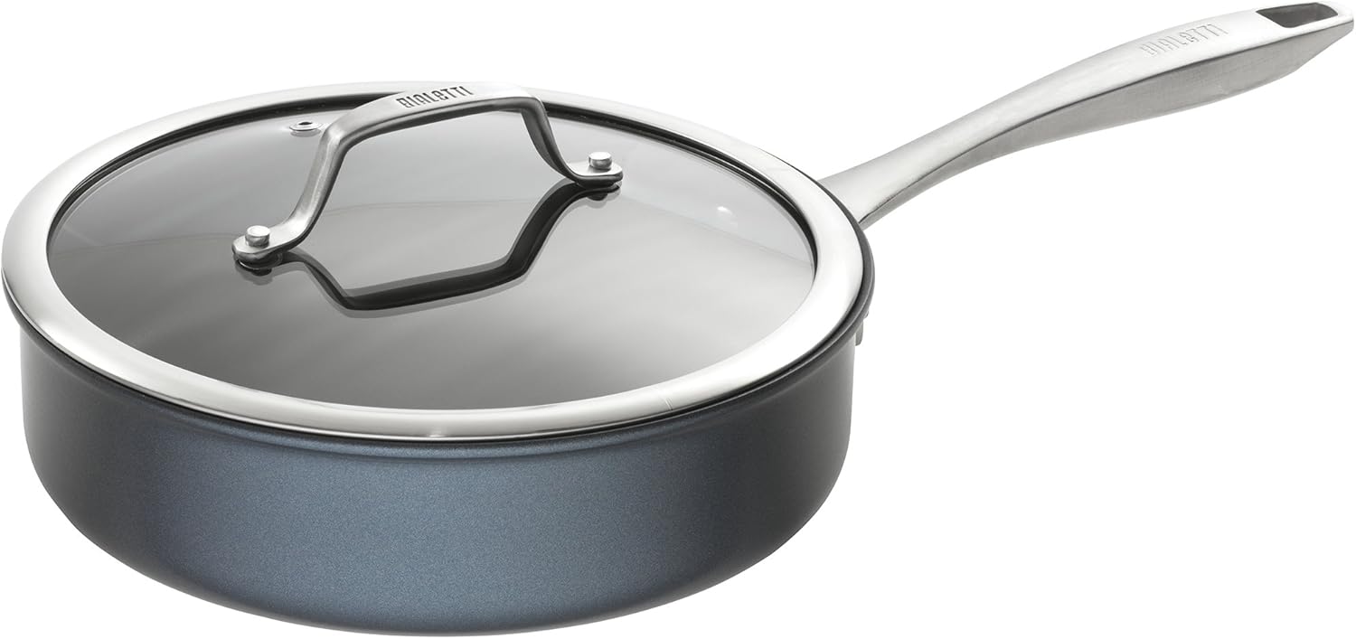 Bialetti Sapphire Hard Anodized Nonstick 10-Piece Oven-Safe Cookware Set, Gray - 10-Piece Set, Hard Anodized Aluminum, Nanotec-Infused Nonstick Surface, Stainless Steel Handles, Versatile, Oven-Safe