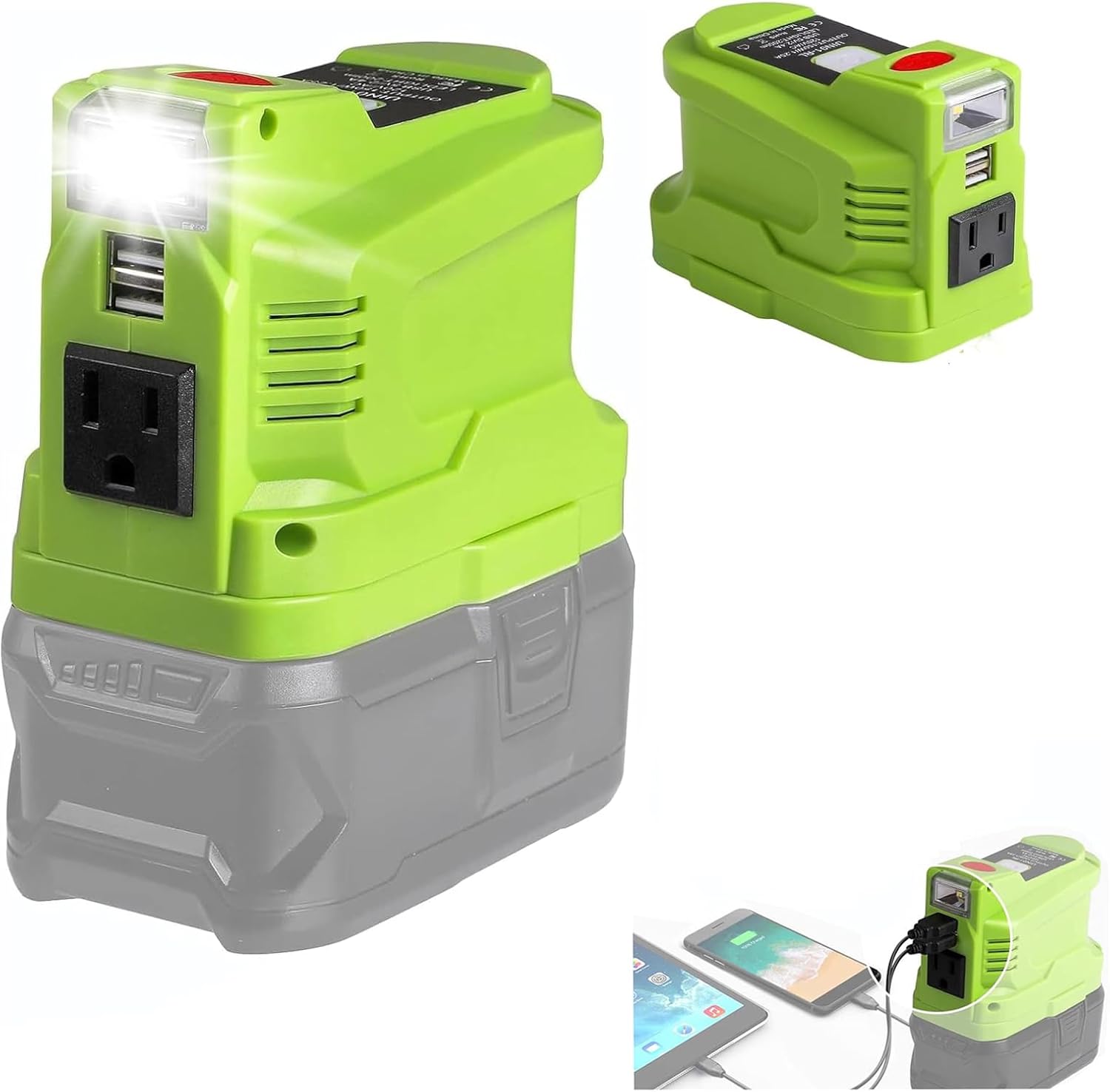for Ryobi Powered Inverter Generator,for Ryobi 150W Power Inverter,for Ryobi Battery 18V to 110v/120v AC Output, Portable Power Source USB Charger Adapter(Battery not Included)