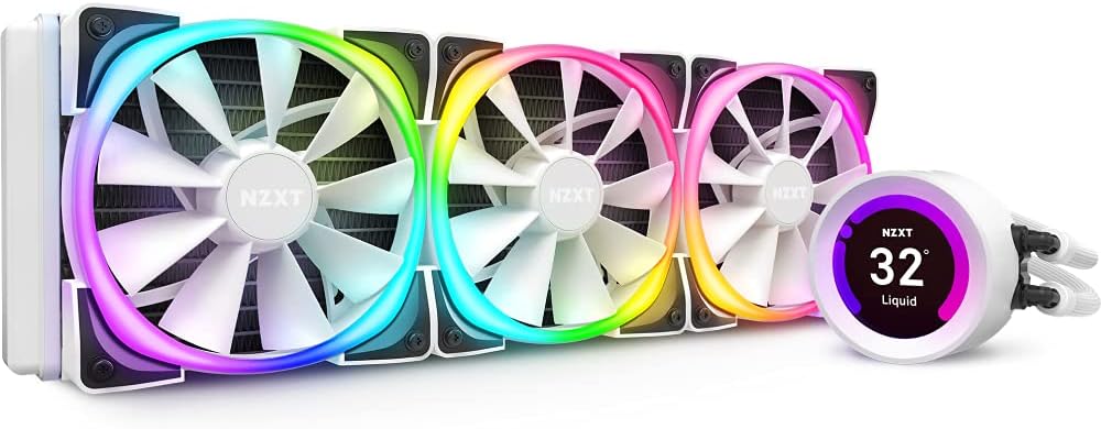NZXT Kraken Z73 RGB 360mm - RL-KRZ73-RW - AIO RGB CPU Liquid Cooler - Customizable LCD Display - Improved Pump - Powered by CAM V4 - RGB Connector - Aer RGB 2 120mm Radiator Fans (3 Included) - White