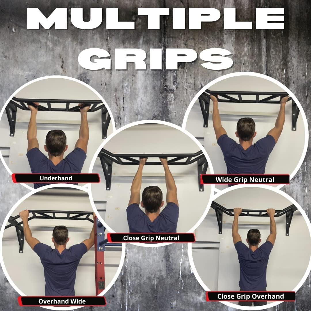 Gronk Fitness - Ceiling Mounted Multi-Grip Chin Up Bar - Pull-Up Bar For Home - Mounted Pull Up Bar - Perfect For Bodybuilding & Powerlifting Workouts - Easy To Install