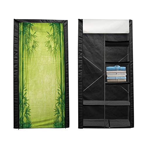 Ambesonne Asian Themed Portable Fabric Wardrobe, Chinese Trees Design Fengshui Style Simple Relaxing Life Tehemd Image Print, Clothing Organizer and Storage Closet with Shelves, 33.5