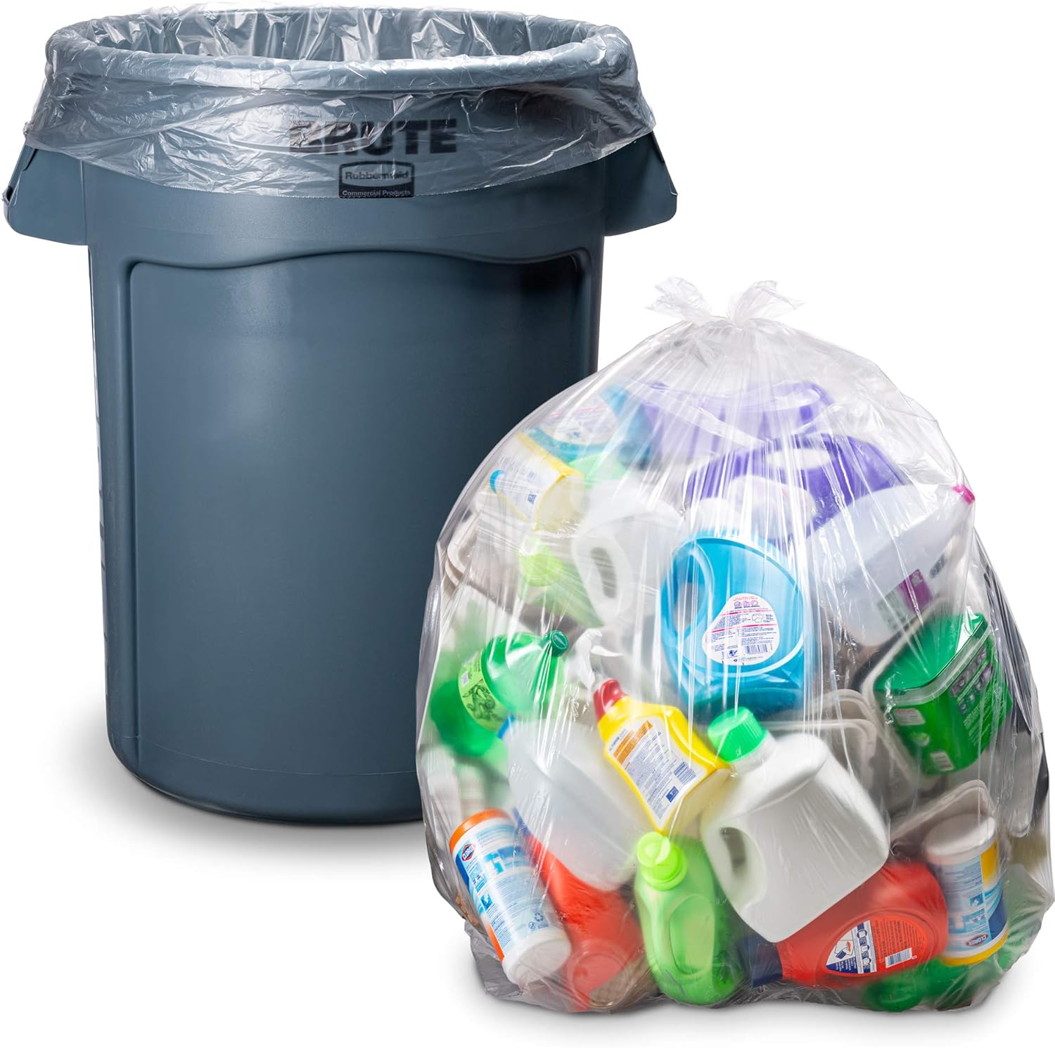45 Gallon Clear Recycling Trash Bags, (Huge 100 Bags w/Ties) Extra Large Trash Bag Liners. 40 Gallon, 42 Gallon, 44 Gallon, 45 Gallon, 31 Gallon, 32 Gallon, 39 Gallon Clear Trash Can Liners