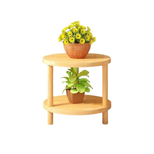 Light Luxury Plant Stand Indoor Outdoor, 2-Tier Wooden Corner Round Flower Pot Holder, Floor-standing Flower Pot Storage Rack For Plants Multiple, Plant Holder For Living Room Patio Balcony, Ga