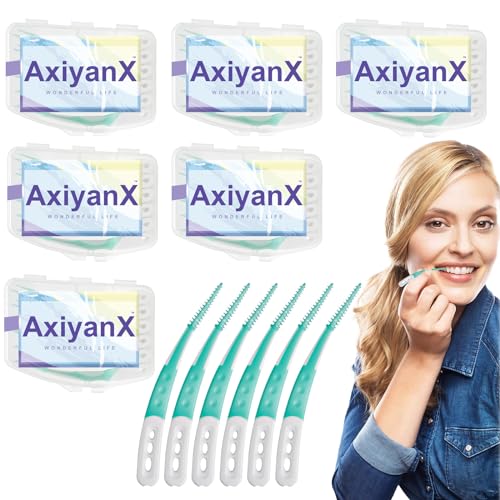 72PCS Dental Picks for Teeth Cleaning,Disposable Interdental Brushes Between Teeth,Dental Brush Picks for Teeth Cleaning， Braces Flossers,Dental Floss Picks(6Boxes)