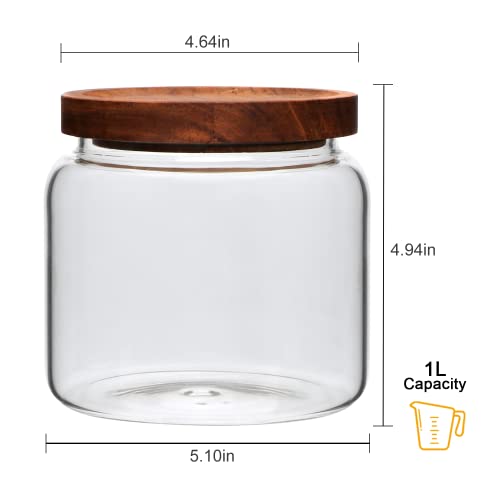 Large Glass Jars,Set of 3 Glass Jars with Wooden Airtight Lids,Food Storage Container for Tea,Spice,Cereal, Egg,Flour,Coffee and More(67 oz/2000 ml)