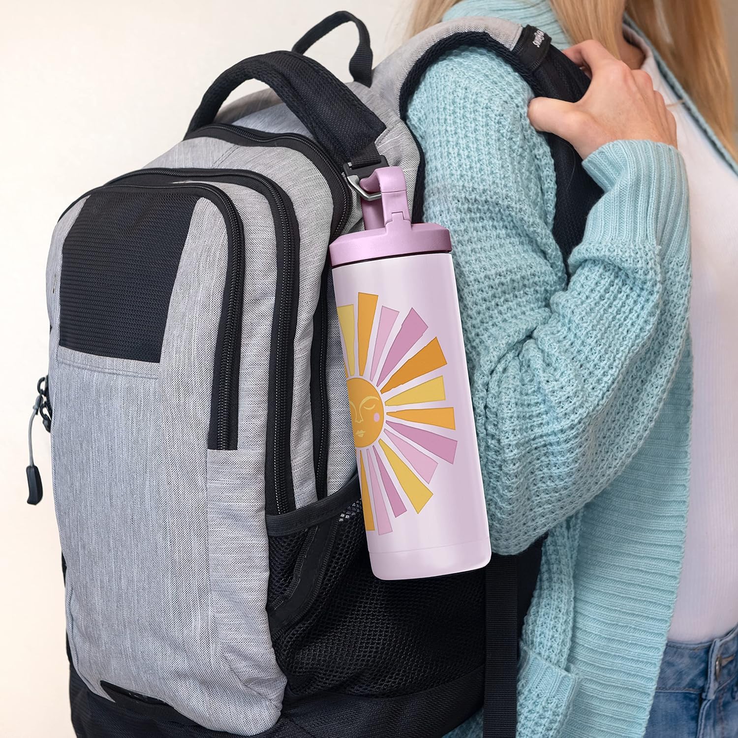 Studio Oh! Insulated Water Bottle - 20-Ounce Snap-Hook Stainless Steel Water Bottles - BPA-Free Shine Together