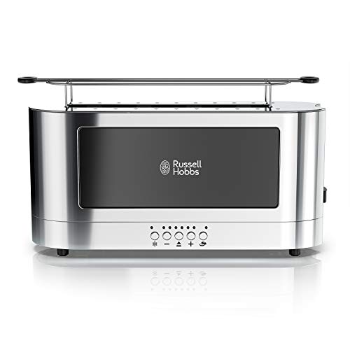 Russell Hobbs TRL9300GYR 2-Slice Glass Accent Long Toaster, Silver & Stainless Steel