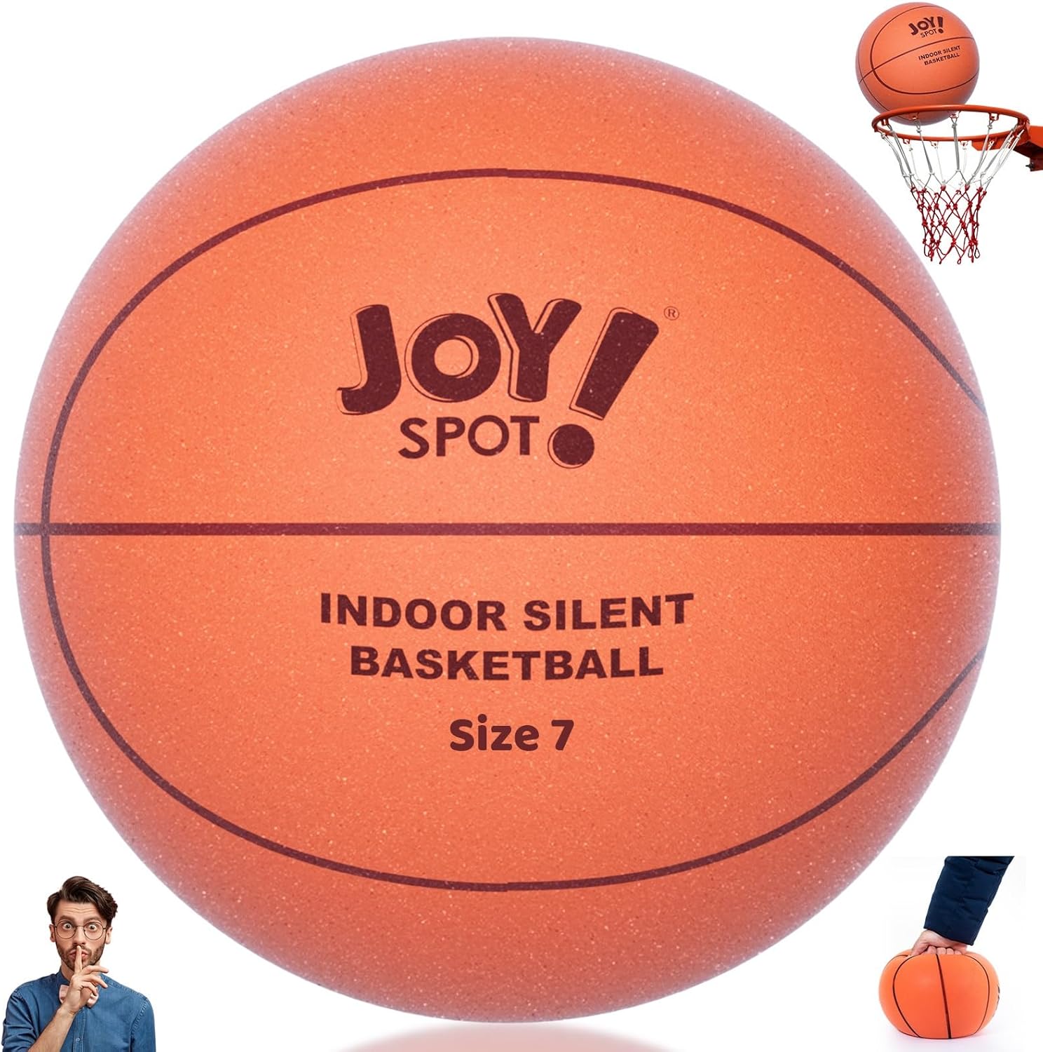 JOY SPOT! Silent Basketball Dribbling Indoor, 2024 New Dribble Dream Silent Bouncing Basketball, Hush Handle Foam Basketball Indoor Training, No Noise Quiet Basketball for Various Indoor Activities