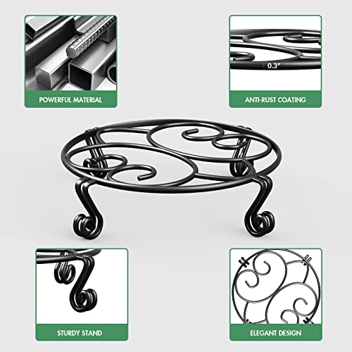 Yimobra 2 Pack Plant Stand for Flower Pot Heavy Duty Potted Holder Indoor Outdoor Metal Rustproof Iron Garden Container Round Supports Rack for Planter Bronze, Brown,10.2 Inches