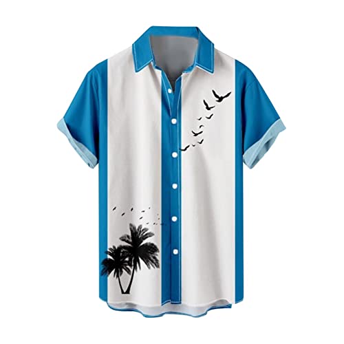 Mens Shirts Casual Stylish Summer Tops Plus Size Printing Novelty T-Shirt Collared Short Sleeve Beach Vacation Outfits