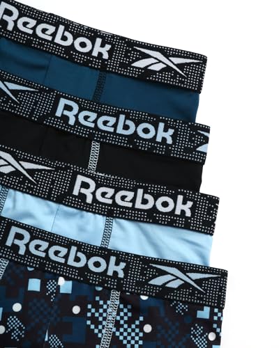 Reebok Boys Boxer Briefs - 4 Pack Soft Comfort Performance Stretch Boys Underwear - Breathable Boxers for Boys (6-18)