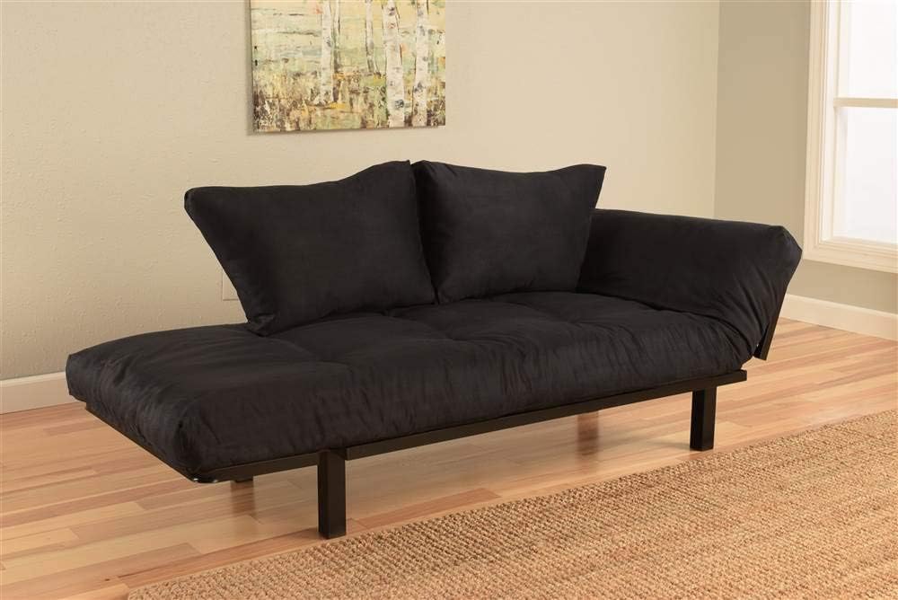 Kodiak Furniture Spacely Black Lounger Frame with Suede Navy Mattress Black/Black Frame