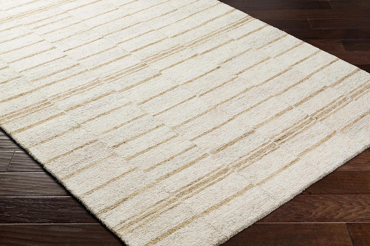 Hauteloom Abbatha Wool Living Room, Bedroom Area Rug - Bohemian, Transitional - Beige, Tan - 5' x 7'6