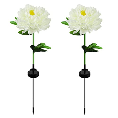 Aolyty Solar Flower Garden Lights, Single Head Solar Peony Light, Outdoor Decoration Solar Stake Lights, 2 Pack IP65 Waterproof LED Landscape Light for Pathway Walkway Patio Lawn Garden (Purple)