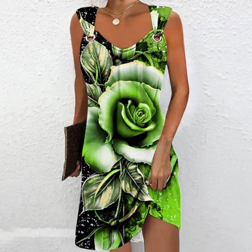 Dresses for Women 2024 Sundresses Summer Sleeveless Dress Beach Boho Sundress Vintage Floral Flowy Tshirt Tank Dress