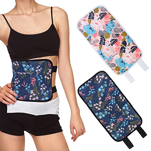 FunisFun 4PCS Castor Oil Pack for Breasts, Neck and Liver, Reusable Castor Oil Pack Wrap Compress with Adjustable Elastic Strap for Thyroid Liver Detox(Castor Oil Not Included), Blue Flower