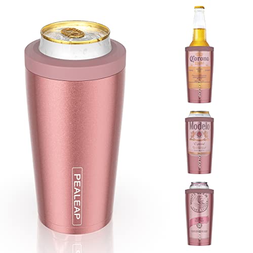 4 in 1 Insulated Slim Can Cooler for 12 OZ Cans and Beer Bottle - Keep 8 Hours Cold, Easy to Hold - Stainless Steel Can Holder, Double Walled Can Insulator for Hard Seltzer and More